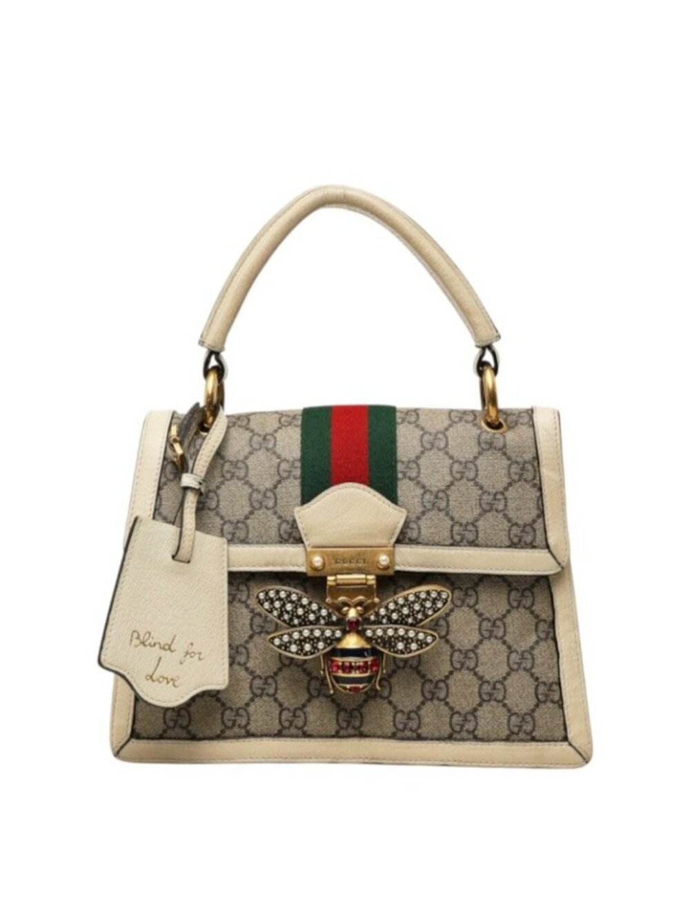 Gucci GG Supreme Queen Margaret Handbag Beige Green Red Leather